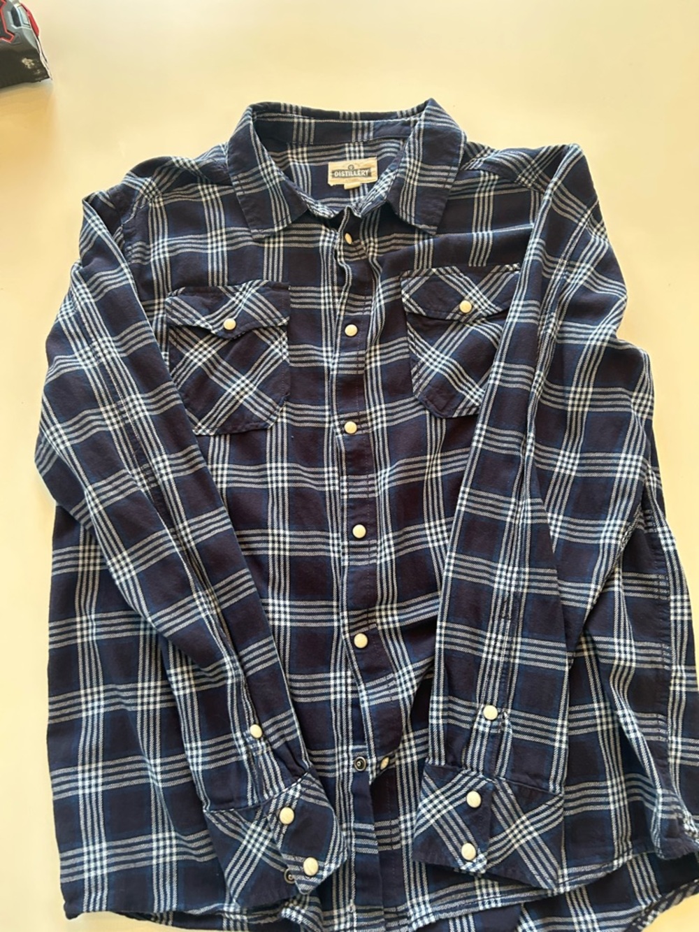 Men's Navy Plaid Button-Down Casual Shirt